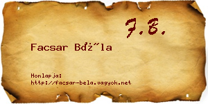 Facsar Béla névjegykártya